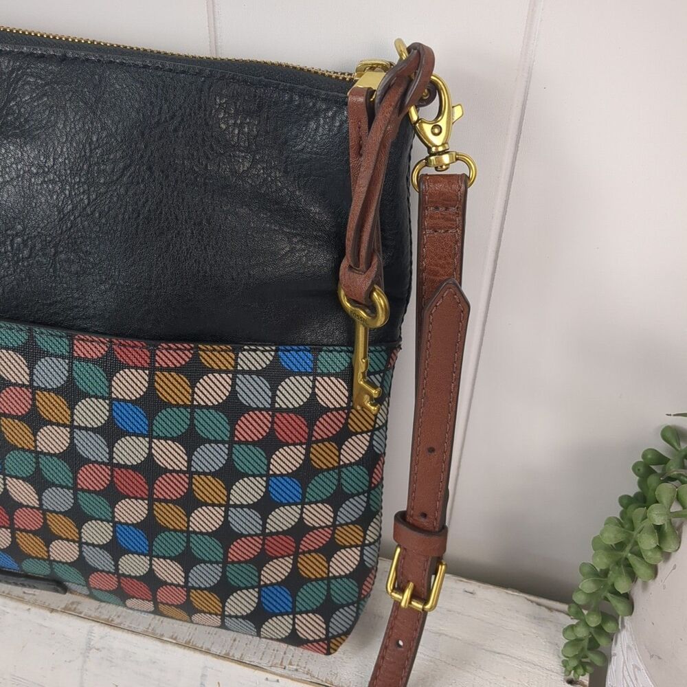 Fossil Fiona Crossbody Shoulder Bag Multicolor Vegan Leather Excellent Condition - Picture 2 of 10
